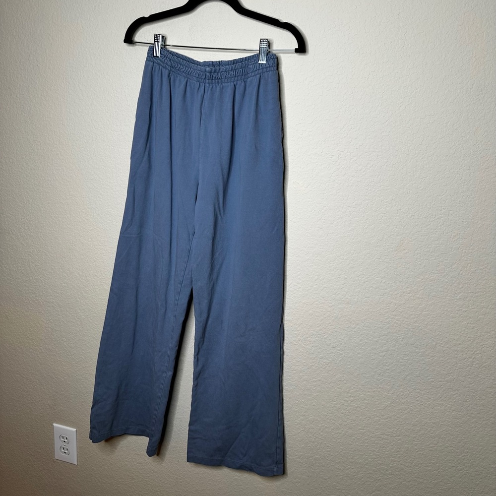 Brandy Melville Anastasia Blue Gray Ribbed Wide Leg‎ Sweatpants One Size